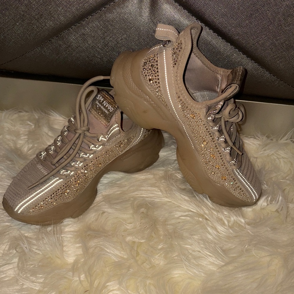 Steve Madden Tan Sneakers with Silver Details